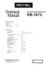 Preview for 1 page of Rotel RB-1072 Technical Manual