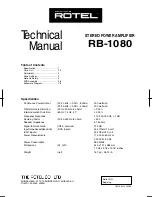 Preview for 1 page of Rotel RB-1080 Technical Manual