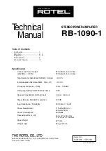 Preview for 1 page of Rotel RB-1090-1 Technical Manual