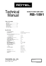 Rotel RB-1091 Technical Manual preview