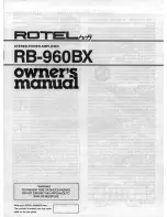 Preview for 1 page of Rotel RB-960BX Owner'S Manual