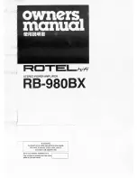 Rotel RB-980BX Owner'S Manual preview