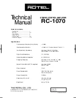 Preview for 1 page of Rotel RC-1070 Technical Manual