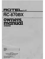 Rotel RC-870BX Owner'S Manual preview