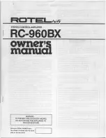 Rotel RC-960BX Owner'S Manual preview