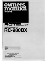 Rotel RC-980BX Owner'S Manual preview