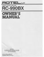 Rotel RC-990BX Owner'S Manual preview