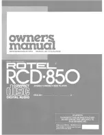 Rotel RCD-850 Owner'S Manual preview