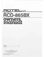 Rotel RCD-865BX Owner'S Manual preview