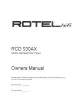 Rotel RCD 930AX Owner'S Manual preview