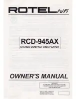 Rotel RCD-945AX Owner'S Manual preview