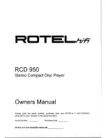 Rotel RCD 950 Owner'S Manual preview