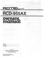 Rotel RCD-955AX Owner'S Manual preview