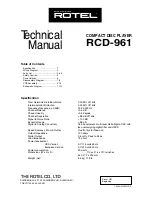 Rotel RCD-961 Technical Manual preview