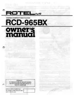 Rotel RCD-965BX Owner'S Manual preview