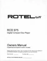 Rotel RCD 975 Owner'S Manual preview