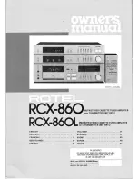 Предварительный просмотр 1 страницы Rotel RCX-860 Owner'S Manual