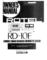 Предварительный просмотр 1 страницы Rotel RD-10F Owner'S Manual