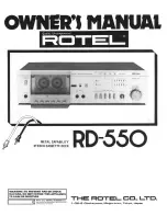 Предварительный просмотр 1 страницы Rotel RD-550 Owner'S Manual