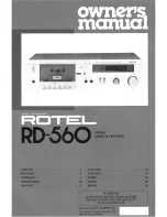 Rotel RD-560 Owner'S Manual предпросмотр