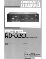 Rotel RD-830 Owner'S Manual preview