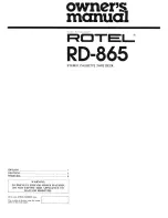 Rotel RD-865 Owner'S Manual preview