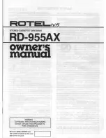 Предварительный просмотр 1 страницы Rotel RD-955AX Owner'S Manual