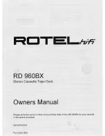Rotel RD 960BX Owner'S Manual preview