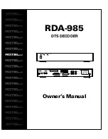 Preview for 1 page of Rotel RDA-985 Owner'S Manual