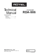 Preview for 1 page of Rotel RDA-986 Technical Manual