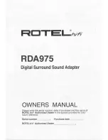 Rotel RDA975 Owner'S Manual preview