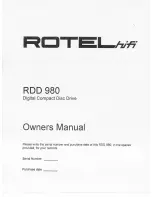 Preview for 1 page of Rotel RDD-980 Owner'S Manual