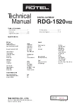 Preview for 1 page of Rotel RDG-1520V02 Technical Manual