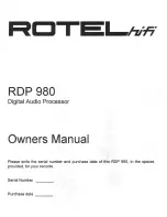 Rotel RDP 980 Owner'S Manual preview