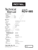 Rotel RDV-985 Technical Manual preview