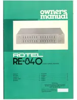 Rotel RE-840 Owner'S Manual preview