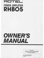 Rotel RHBO5 Owner'S Manual preview