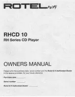 Rotel RHCD10 Owner'S Manual preview
