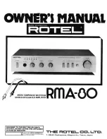 Preview for 1 page of Rotel RMA-80 Owner'S Manual