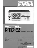 Предварительный просмотр 1 страницы Rotel RMD-82 Owner'S Manual