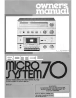 Preview for 1 page of Rotel RMX-70 Owner'S Manual