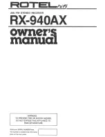 Rotel ROTEL HIFI RX-940AX Owner'S Manual предпросмотр