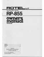 Rotel RP-855 Owner'S Manual preview