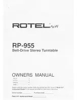 Rotel RP-955 Owner'S Manual preview