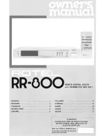 Rotel RR-800 Owner'S Manual предпросмотр