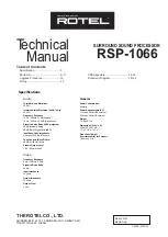 Preview for 1 page of Rotel RSP-1066 Technical Manual