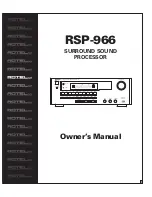 Rotel RSP-966 Owner'S Manual предпросмотр