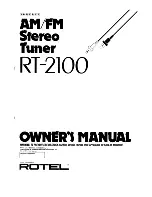 Предварительный просмотр 1 страницы Rotel RT-2100 Owner'S Manual