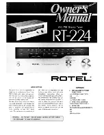 Rotel RT-224 Owner'S Manual preview
