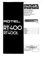 Rotel RT-400 Owner'S Manual preview